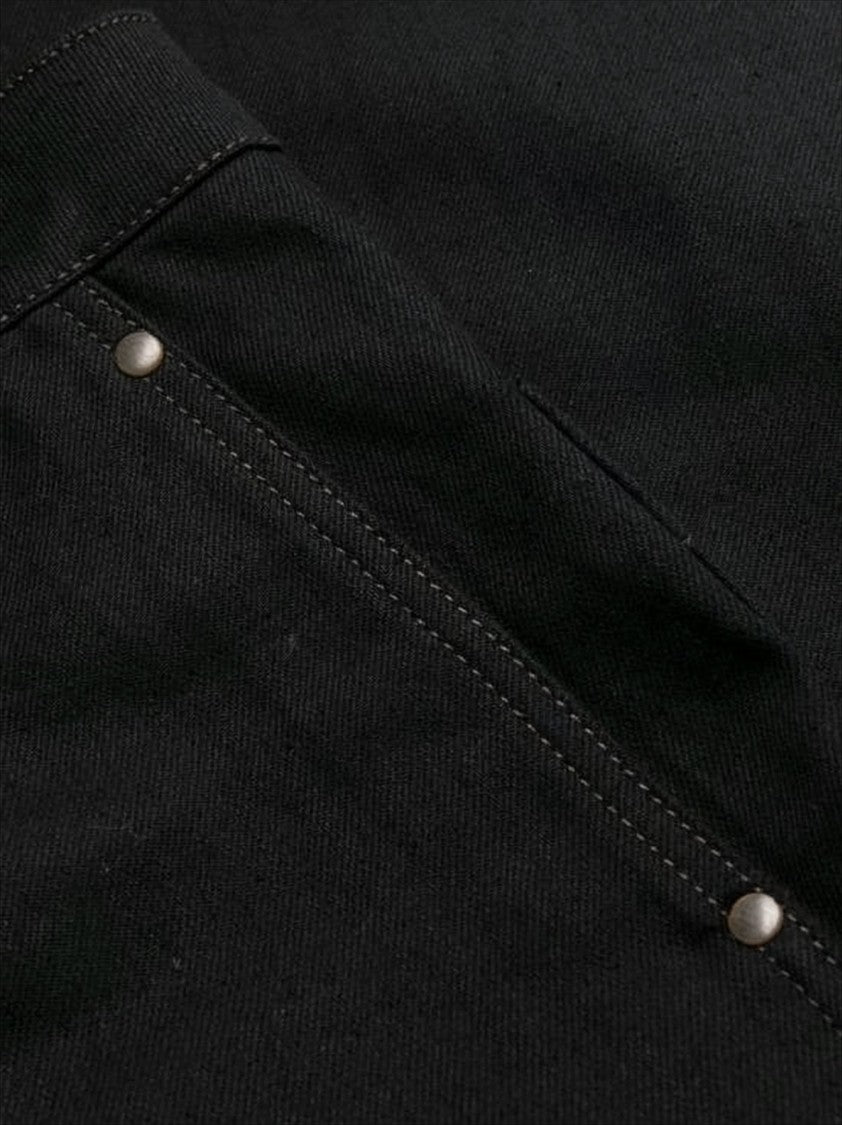 High-Waisted Black Denim Pants With Straight-Leg Silhouette
