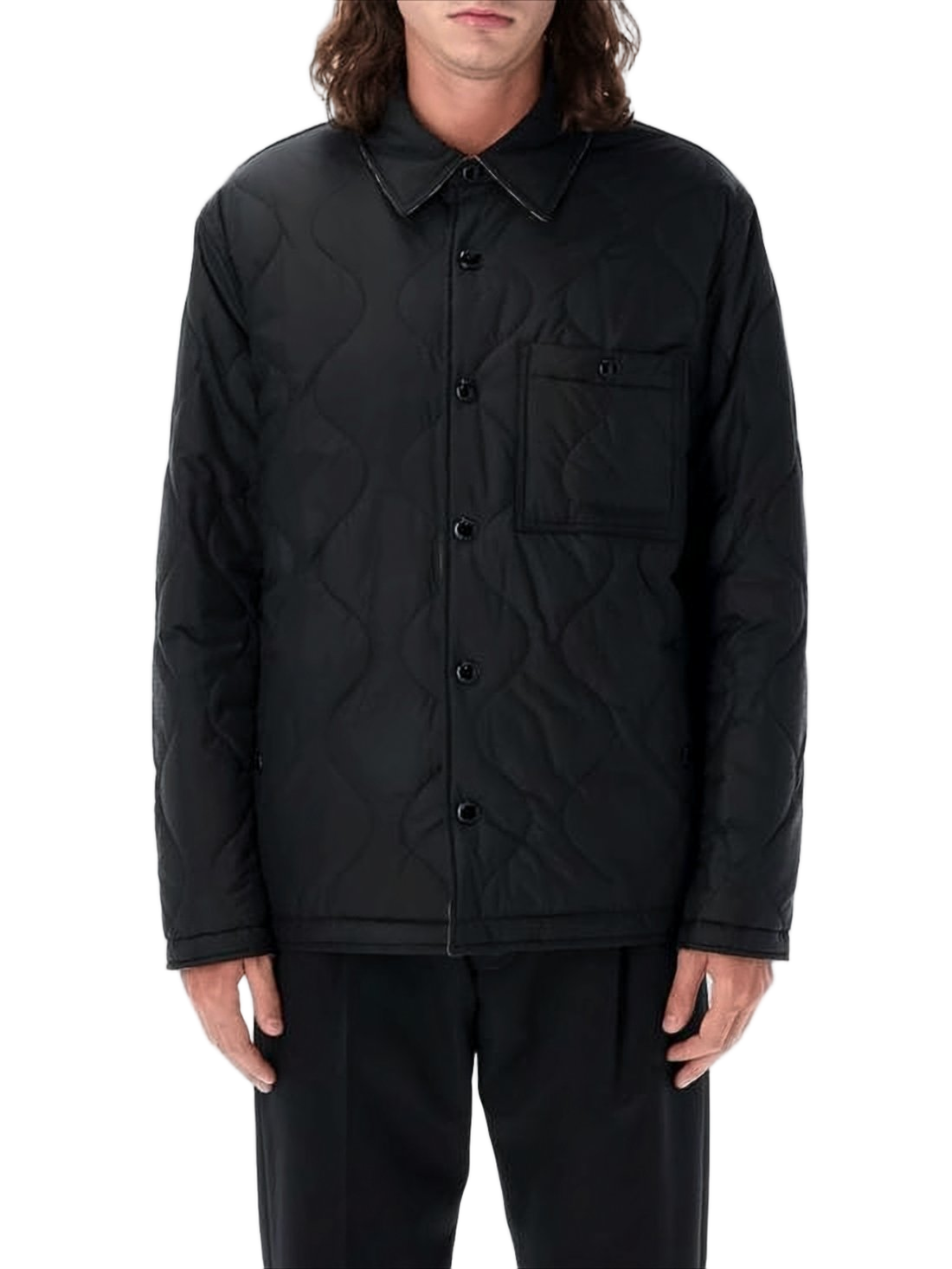 Reversible Quilted Padded Jacket with Classic Collar