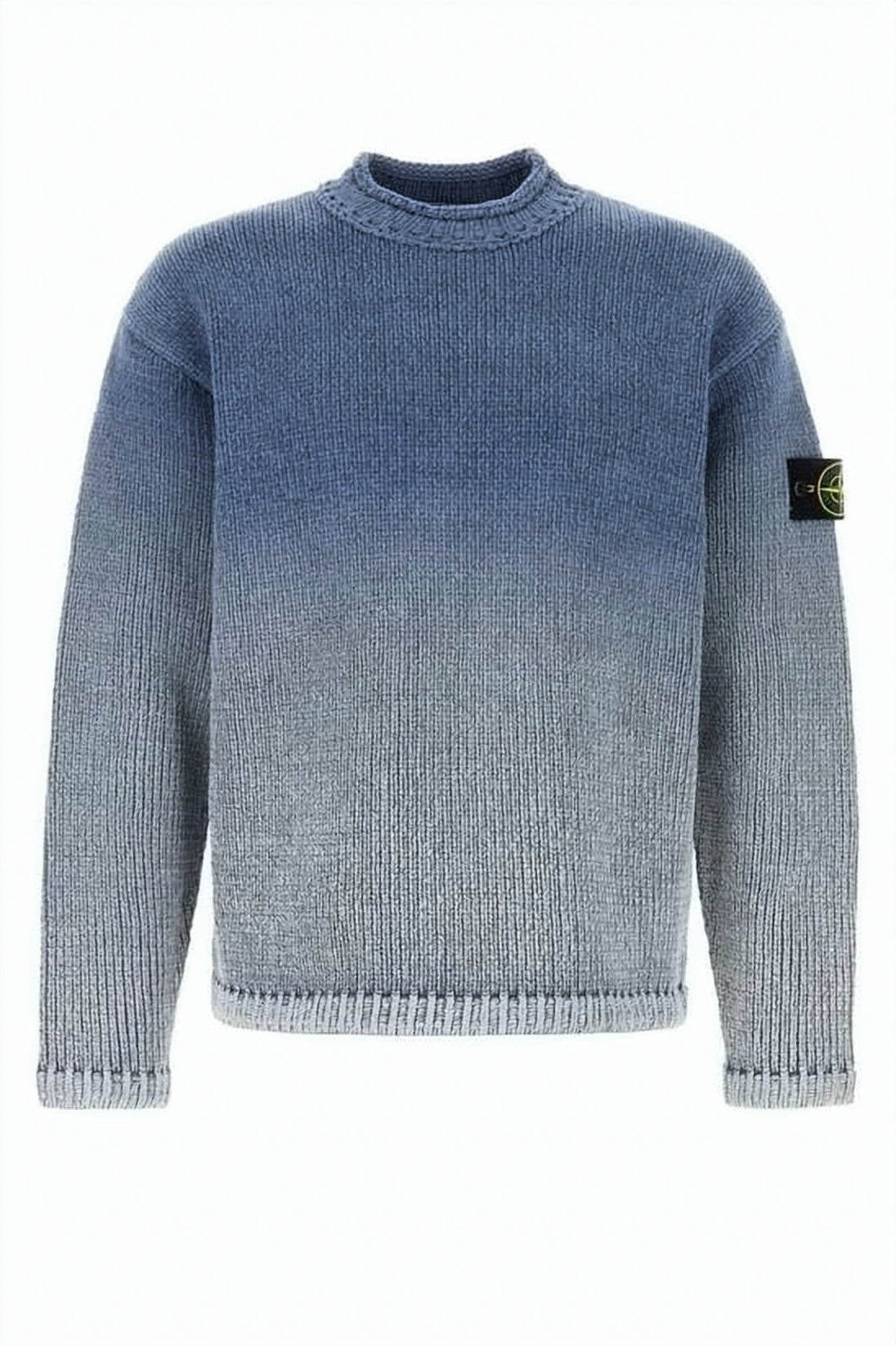 Ribbed Knit Sweater With Crew Neckline And Distinctive Emblem