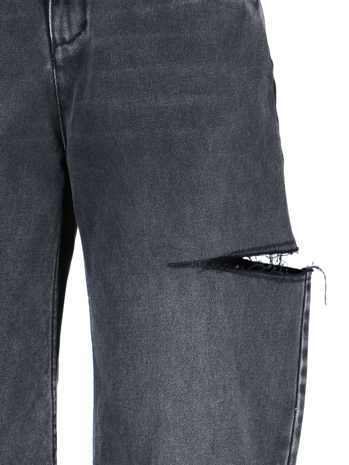 High-Waisted Black Denim Cut-Out Jeans
