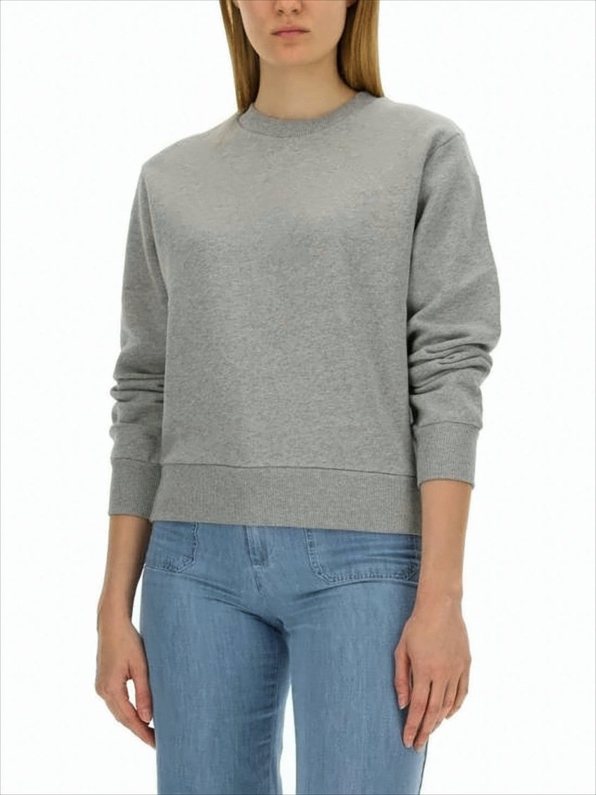 Grey Long-Sleeve Top with Crew Neckline