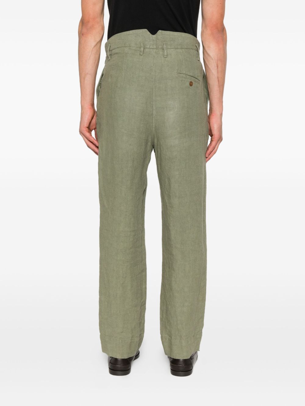 Khaki Green Straight Leg Trousers
