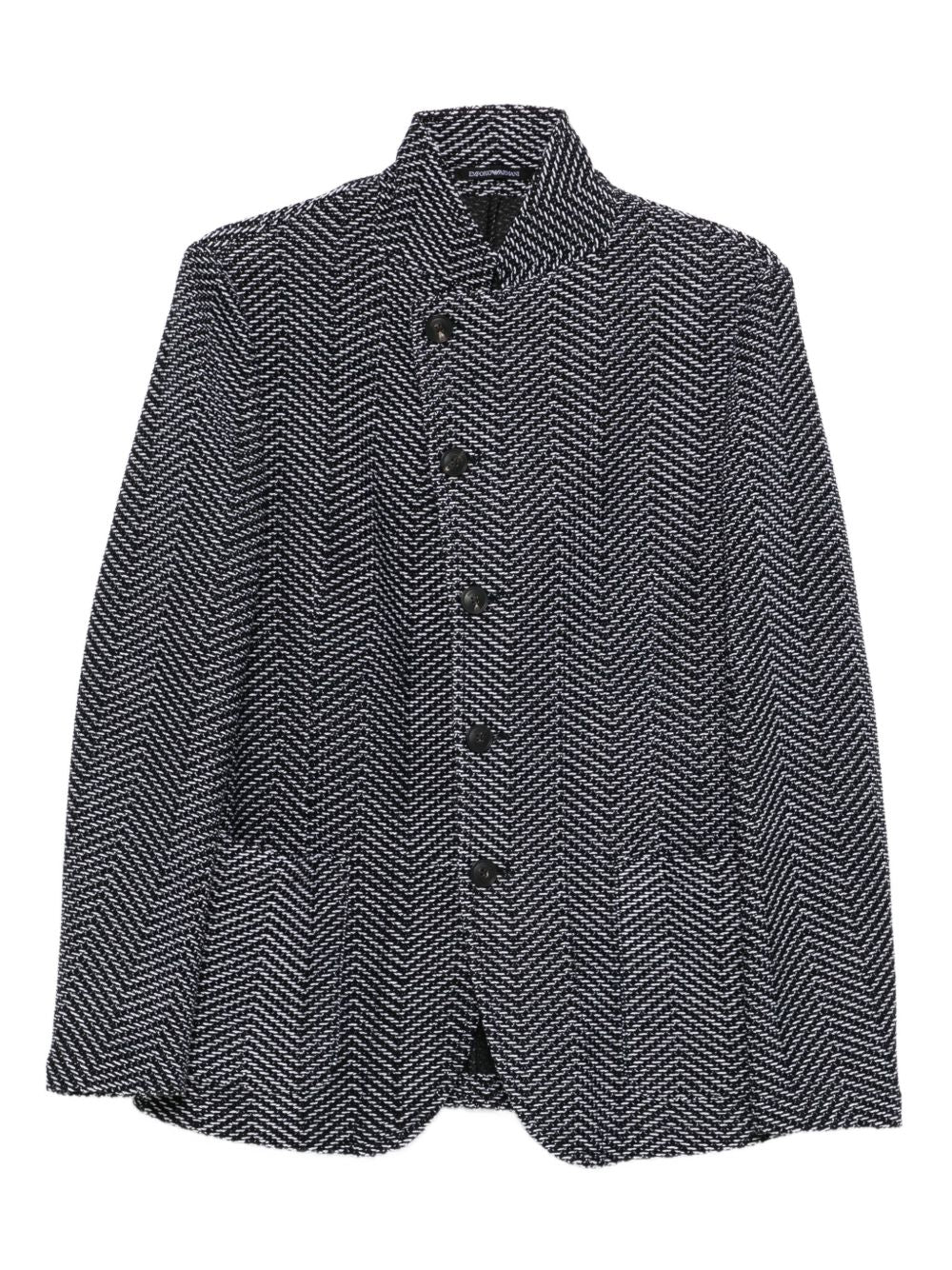 Chevron Pattern Casual Jacket With High Collar