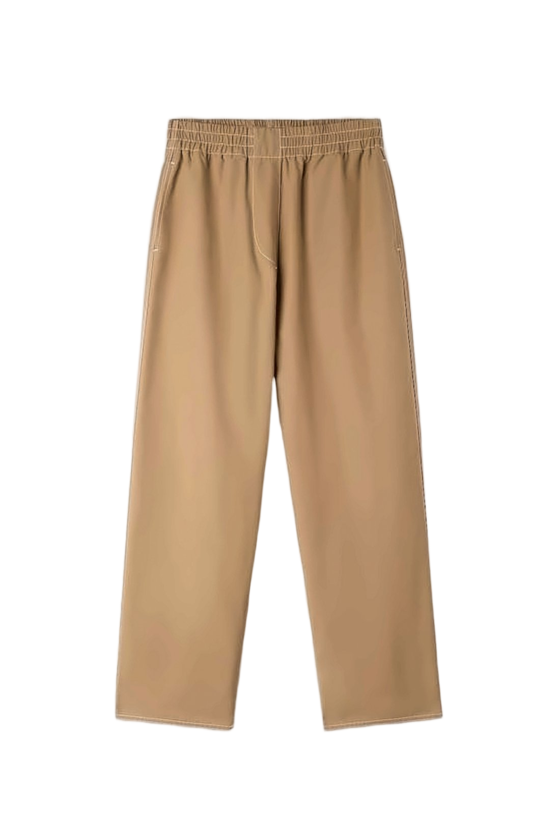 Cropped Straight Pants With Relaxed Fit And Elastic Waistband