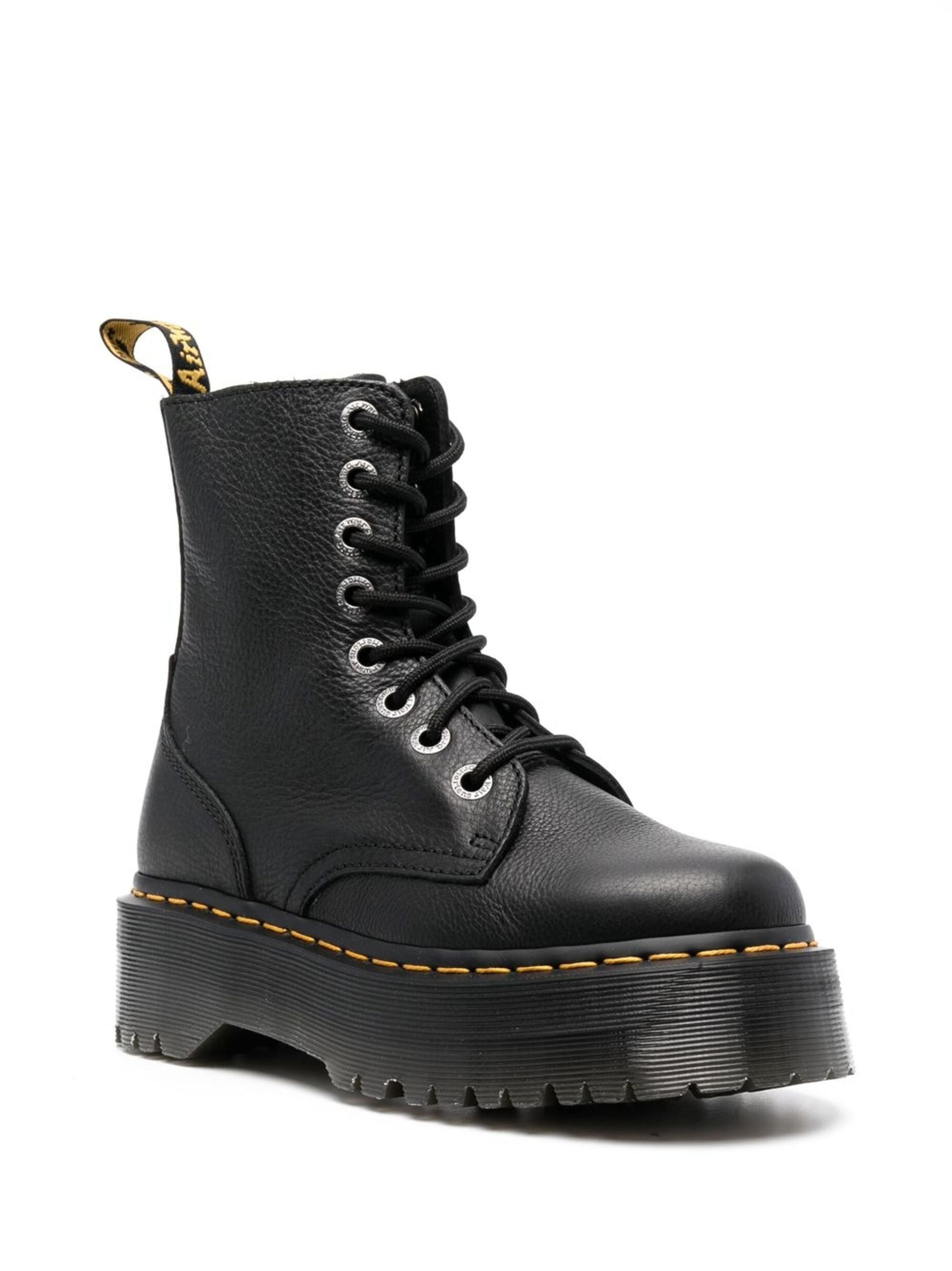 Chunky Platform Ankle Boot with Lace-Up Front and Side Zipper