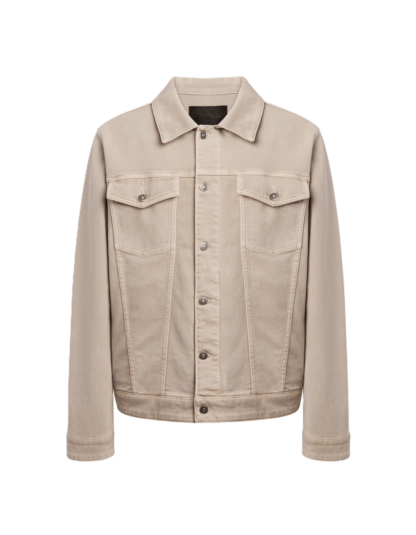 Structured Beige Denim Jacket with Flap Pockets