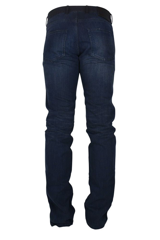 Classic Blue Denim Jeans With Subtle Fading