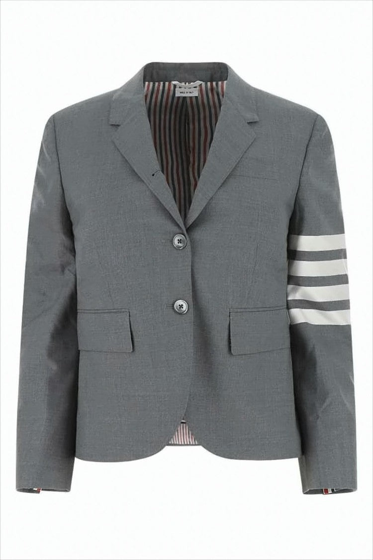 Cropped Tailored Jacket with Structured Silhouette and Signature Stripes