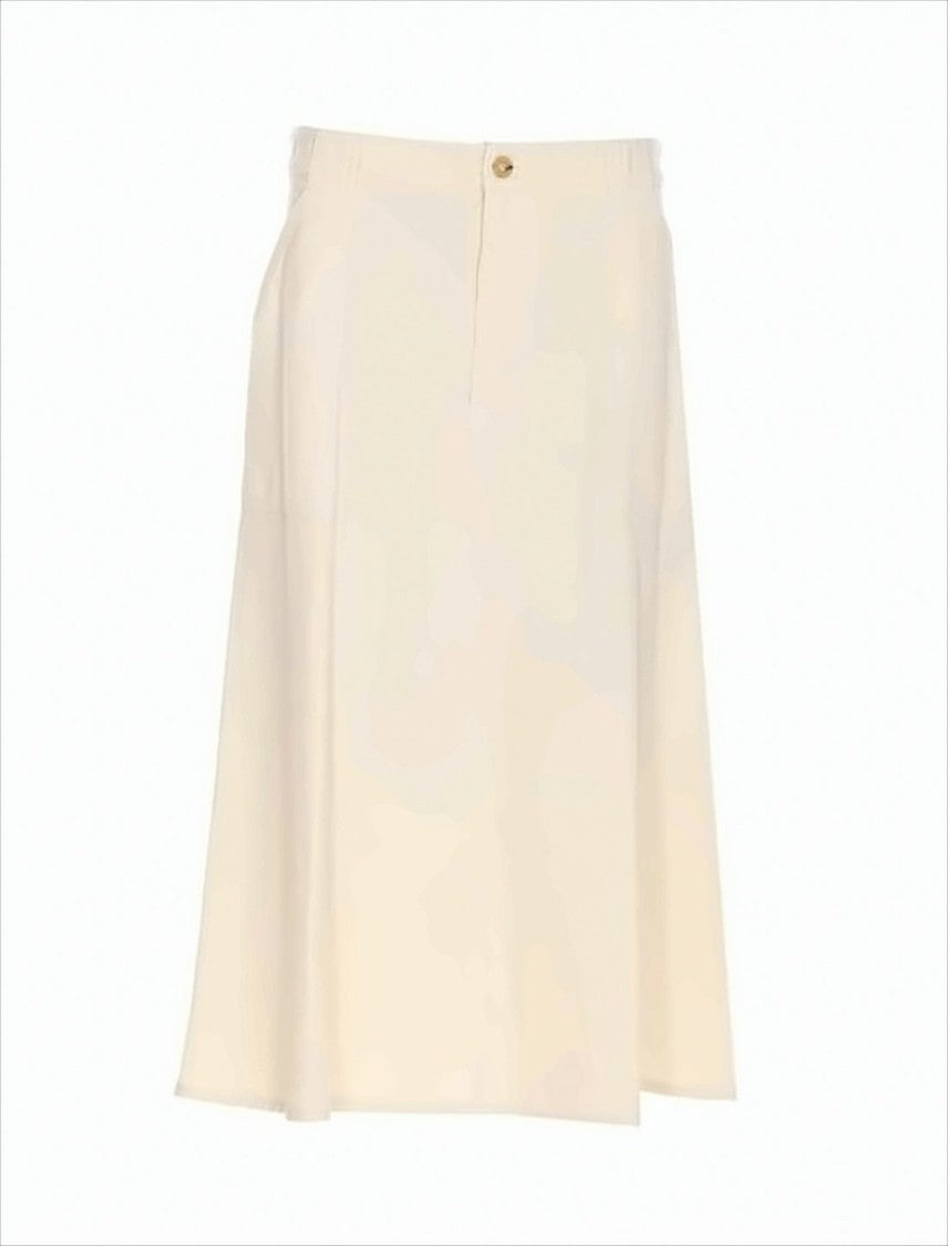 High-Waisted Midi Skirt with Button Closure