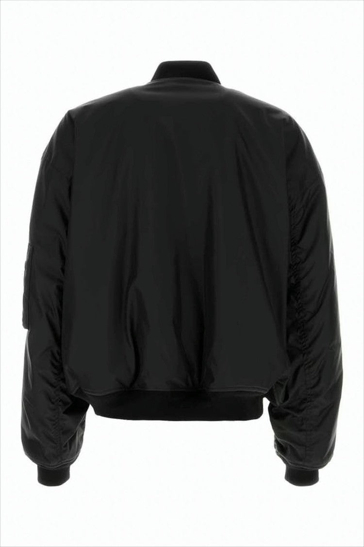 Cropped Black Bomber Jacket