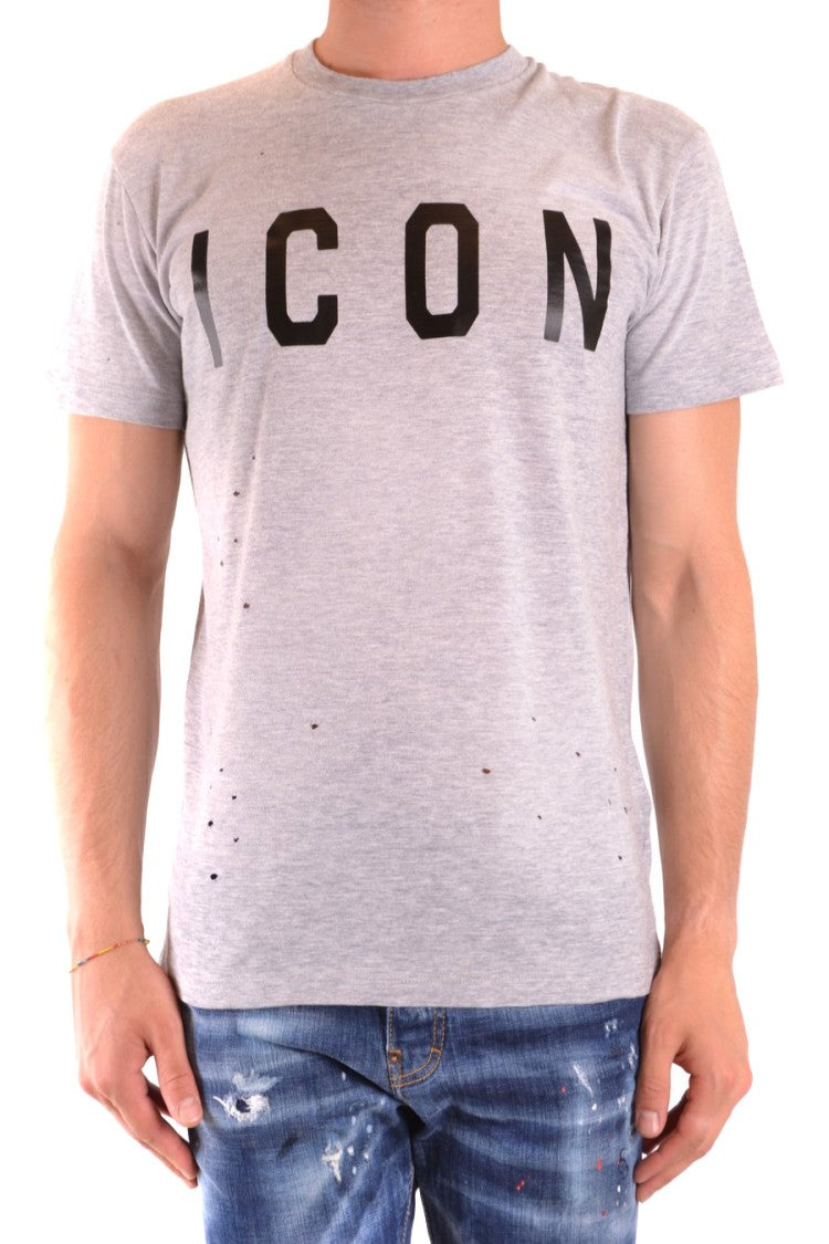 Multicolor Distressed T-Shirt With Bold Icon Print