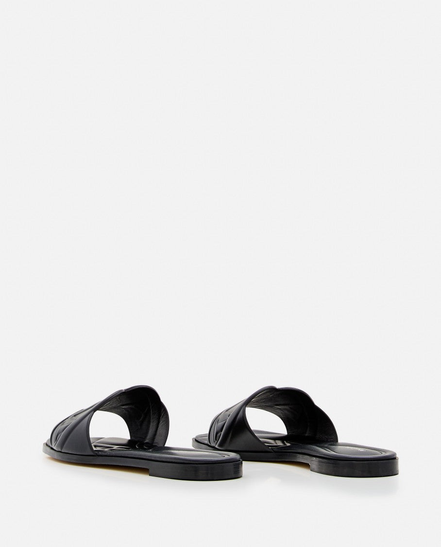 Flat Leather Slide Sandal