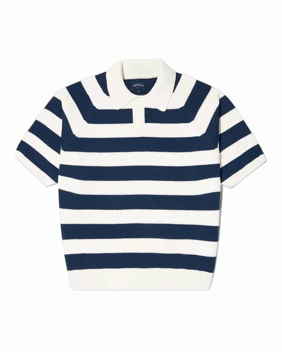 Bold Stripe Textured Knit Polo Sweater