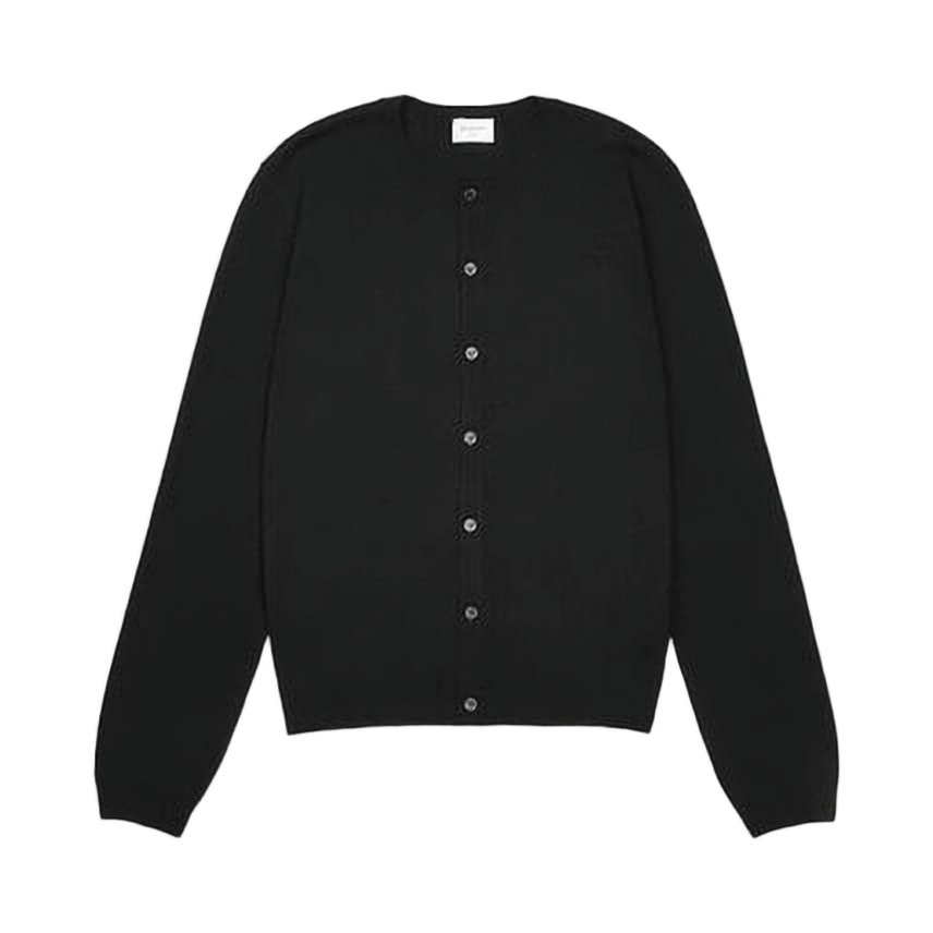 Black Wool Cardigan with Clean Design