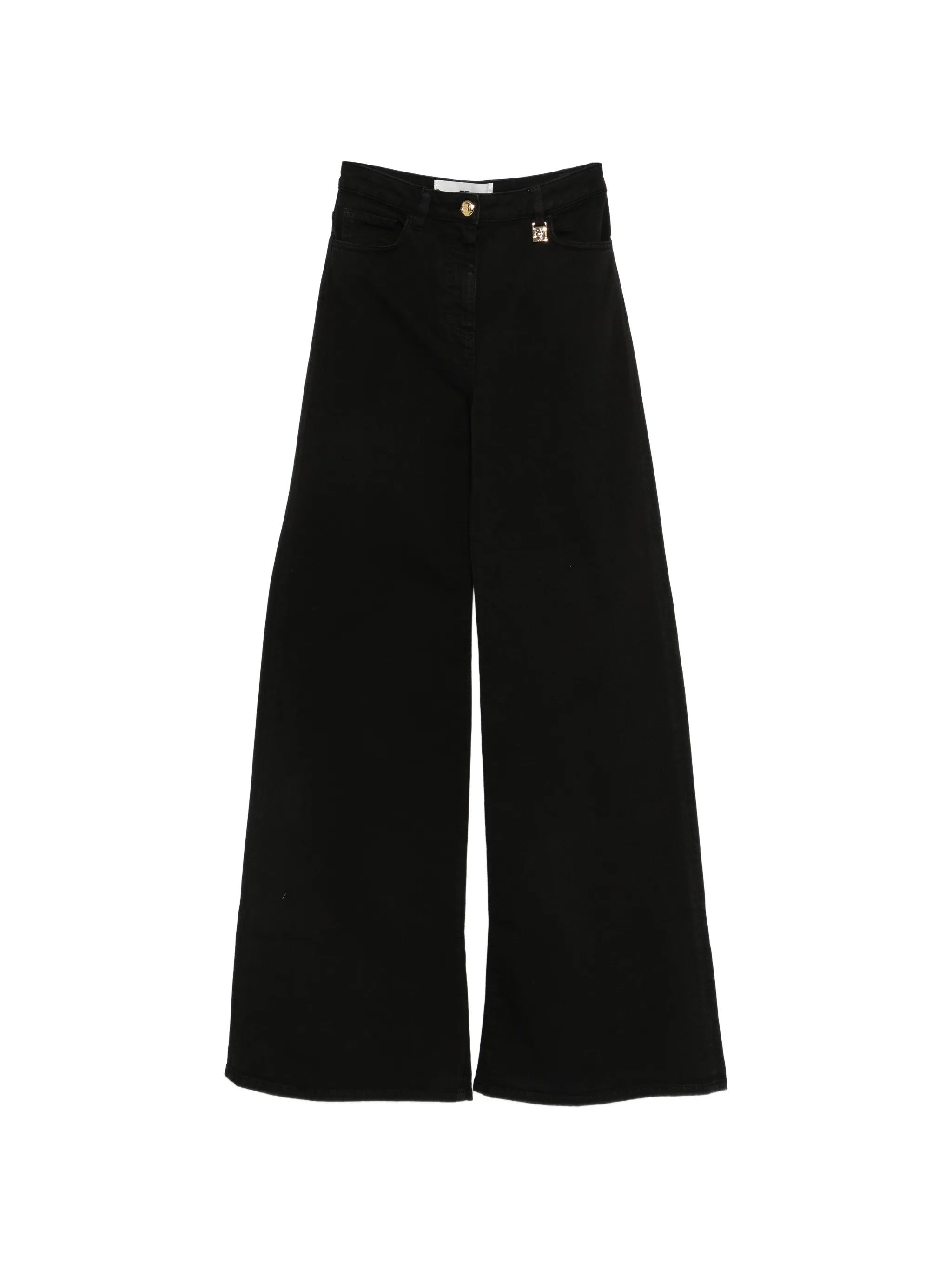 High-Waist Wide-Leg Black Denim Jeans