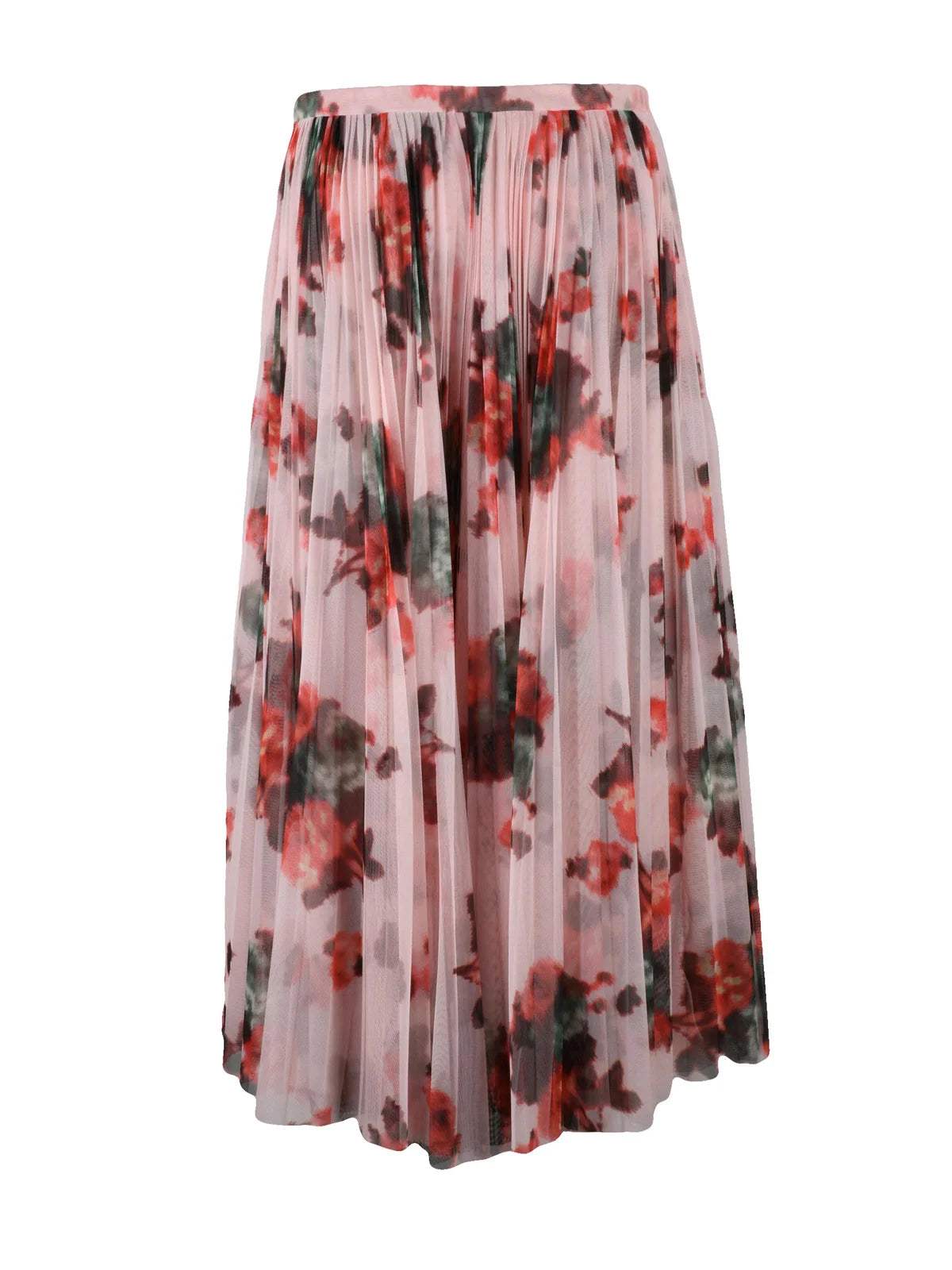 Pink/Green Voile Plissé Polyester Skirt