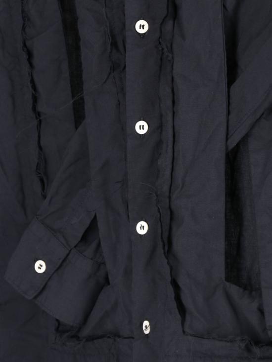 Textured Black Button-Down Shirt With Unique Detailing