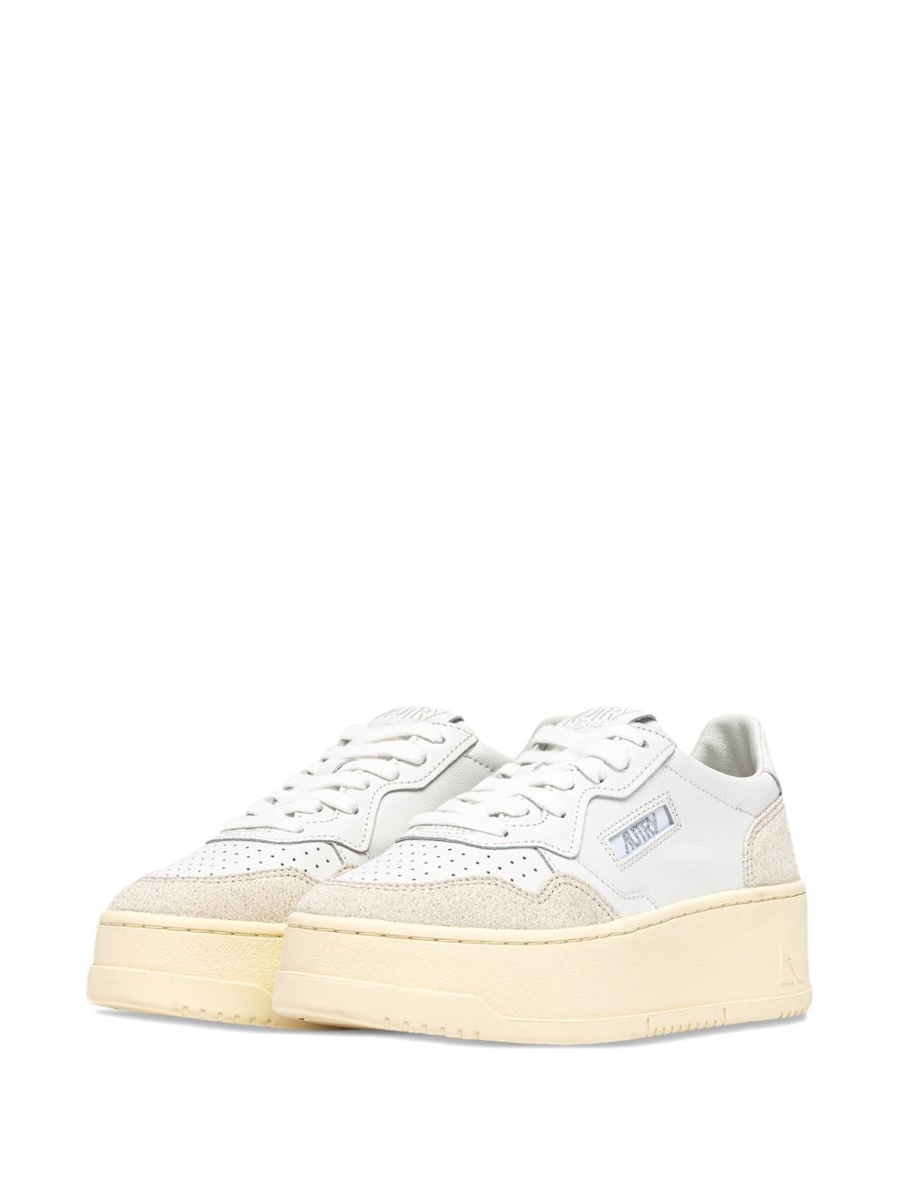Low-Top Leather Sneakers with Perforated Detailing