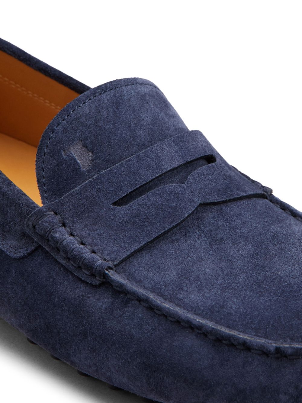 Moccasin-Style Blue Calfskin Flat Shoes