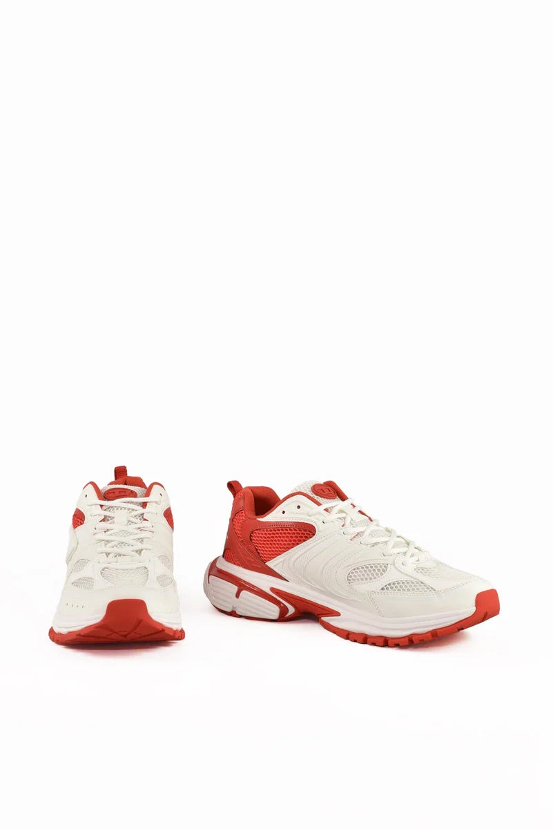 Fabric Sneakers - White/Red