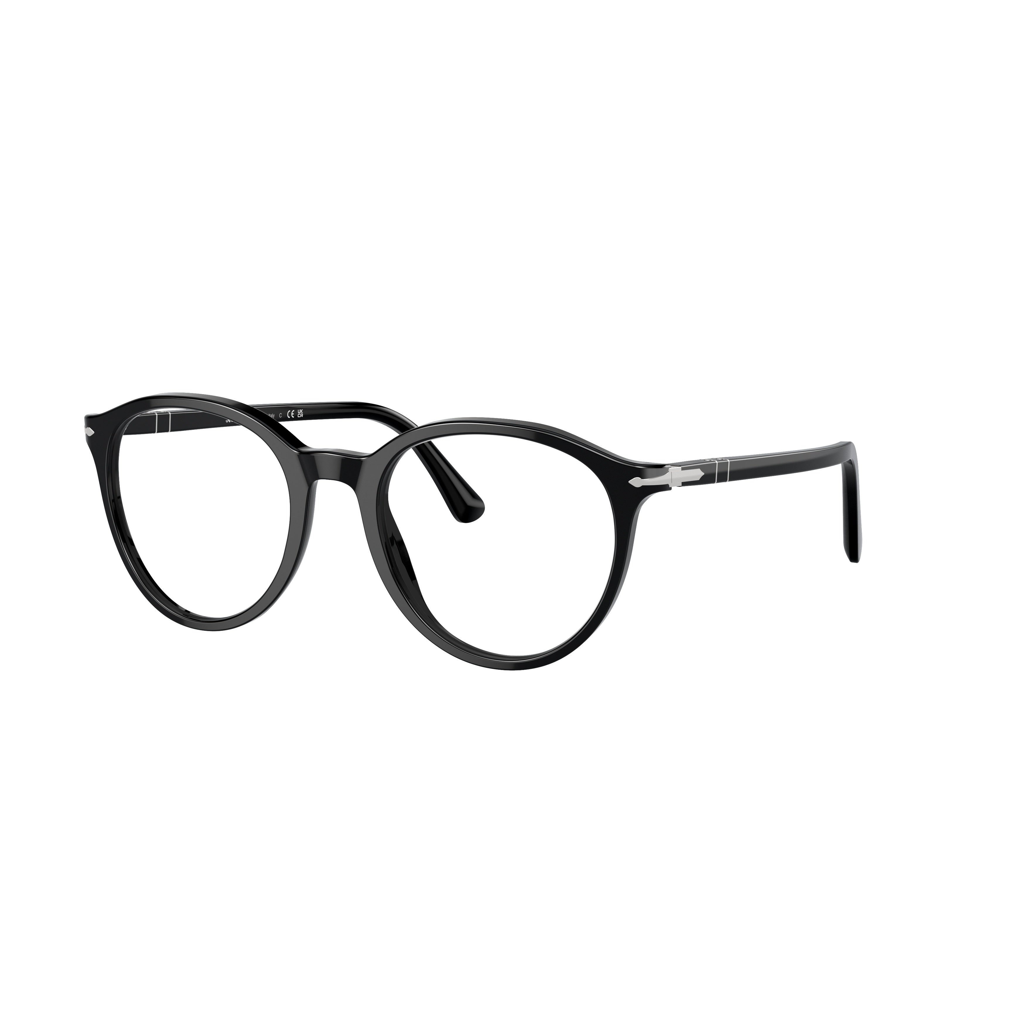 0po3353v Classic Round Frame Eyeglasses with Subtle Silver Accents