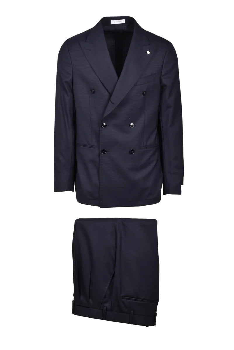 Virgin Wool Suit - Blue/Black