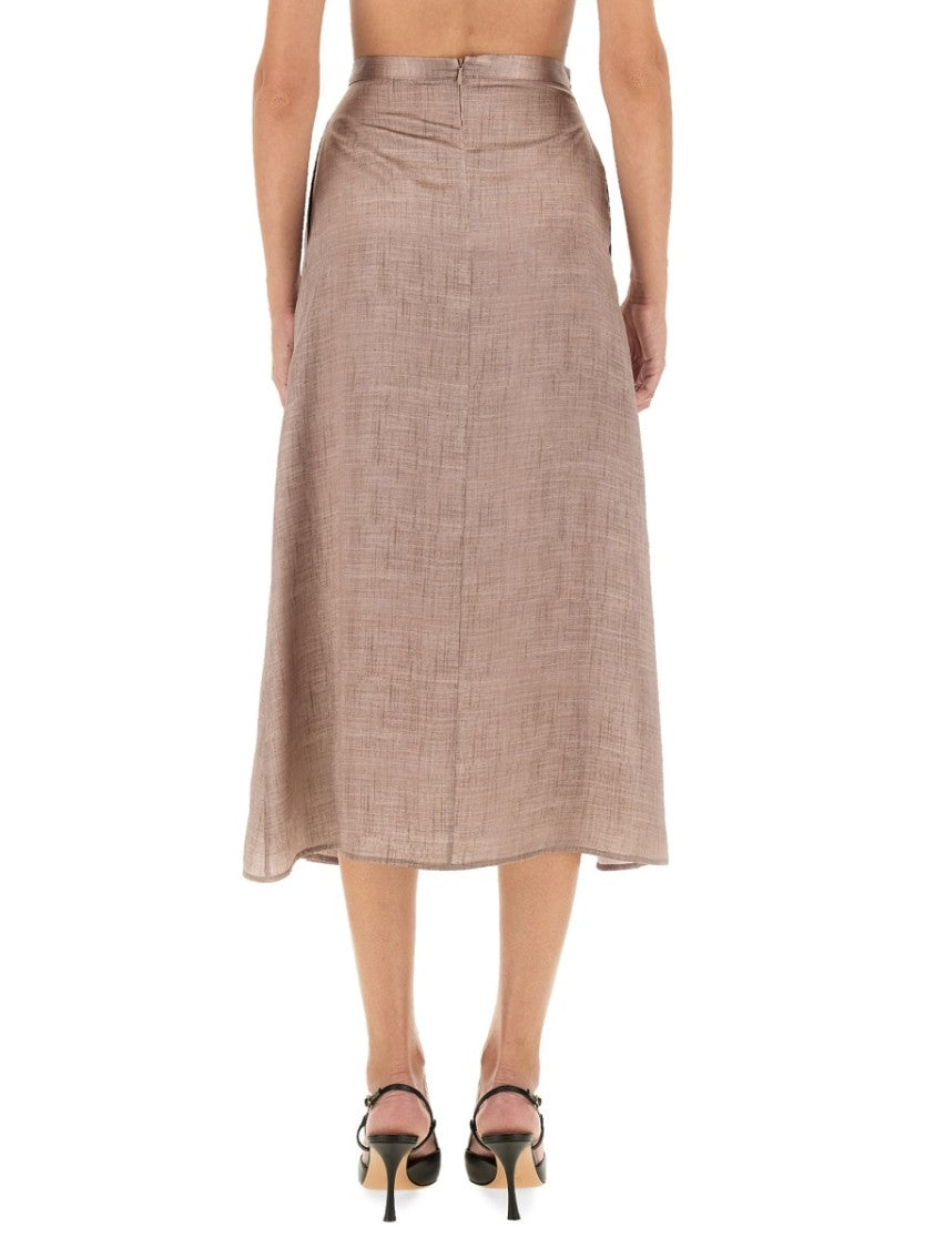 Flowing Midi Skirt In Silk-Viscose Blend