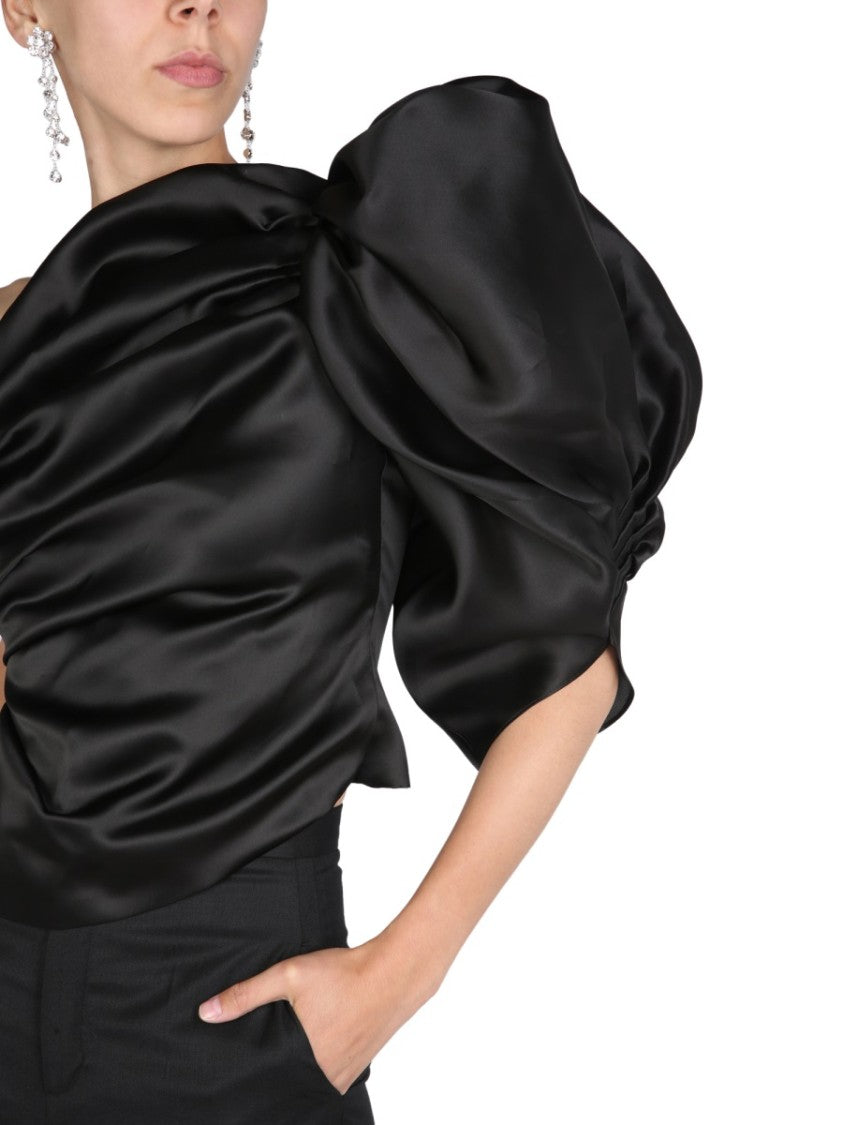 One-Shoulder Black Evening Top