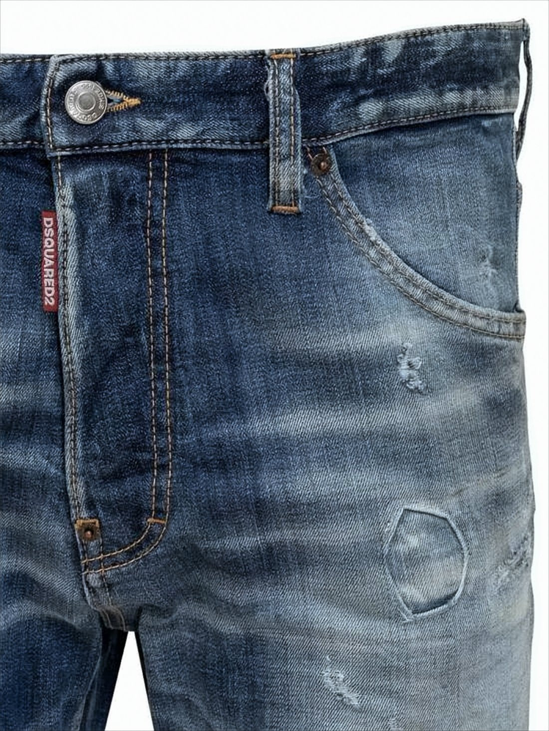 Distressed Faded Blue Denim Pants