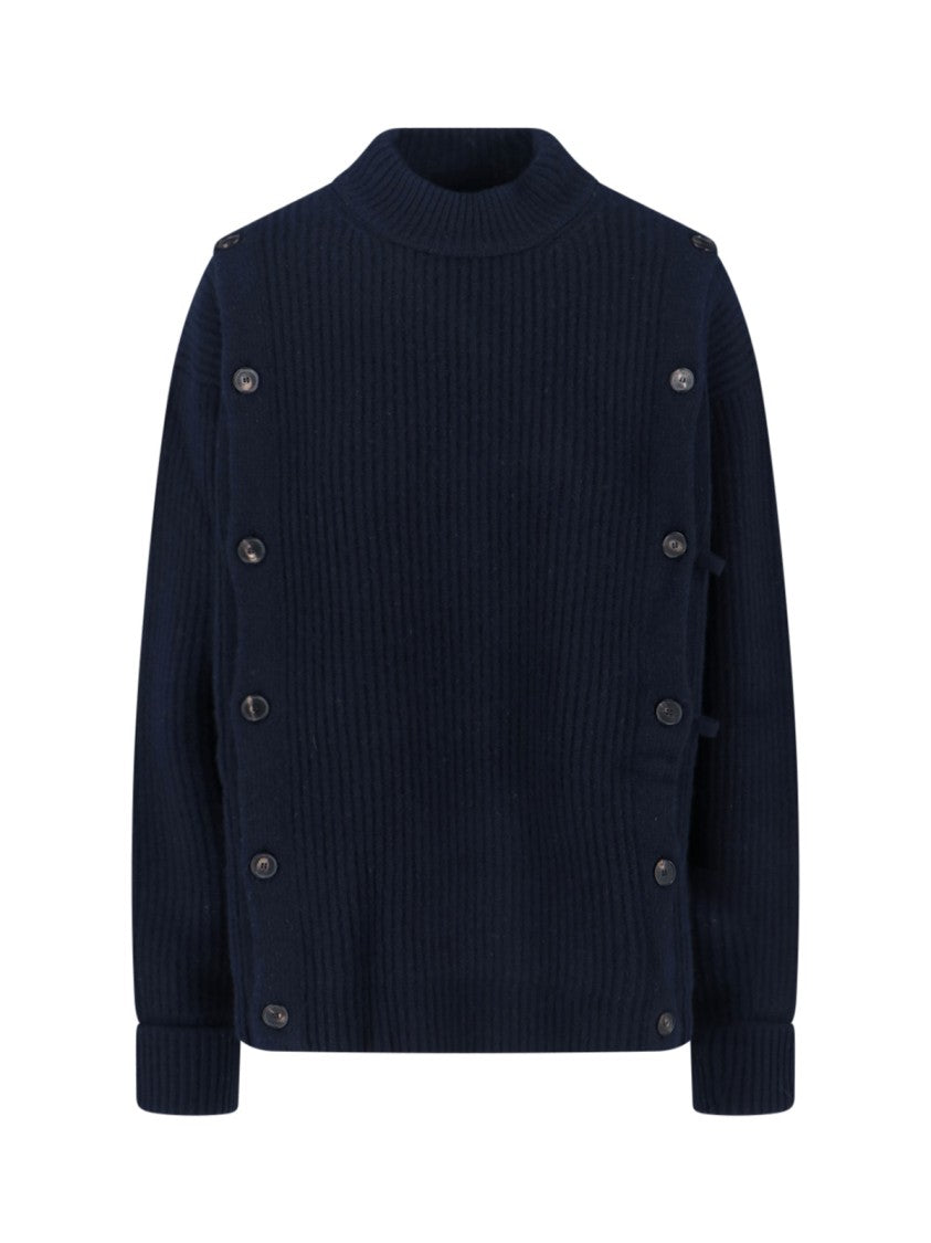 Ribbed Wool And Cashmere Sweater – Navy