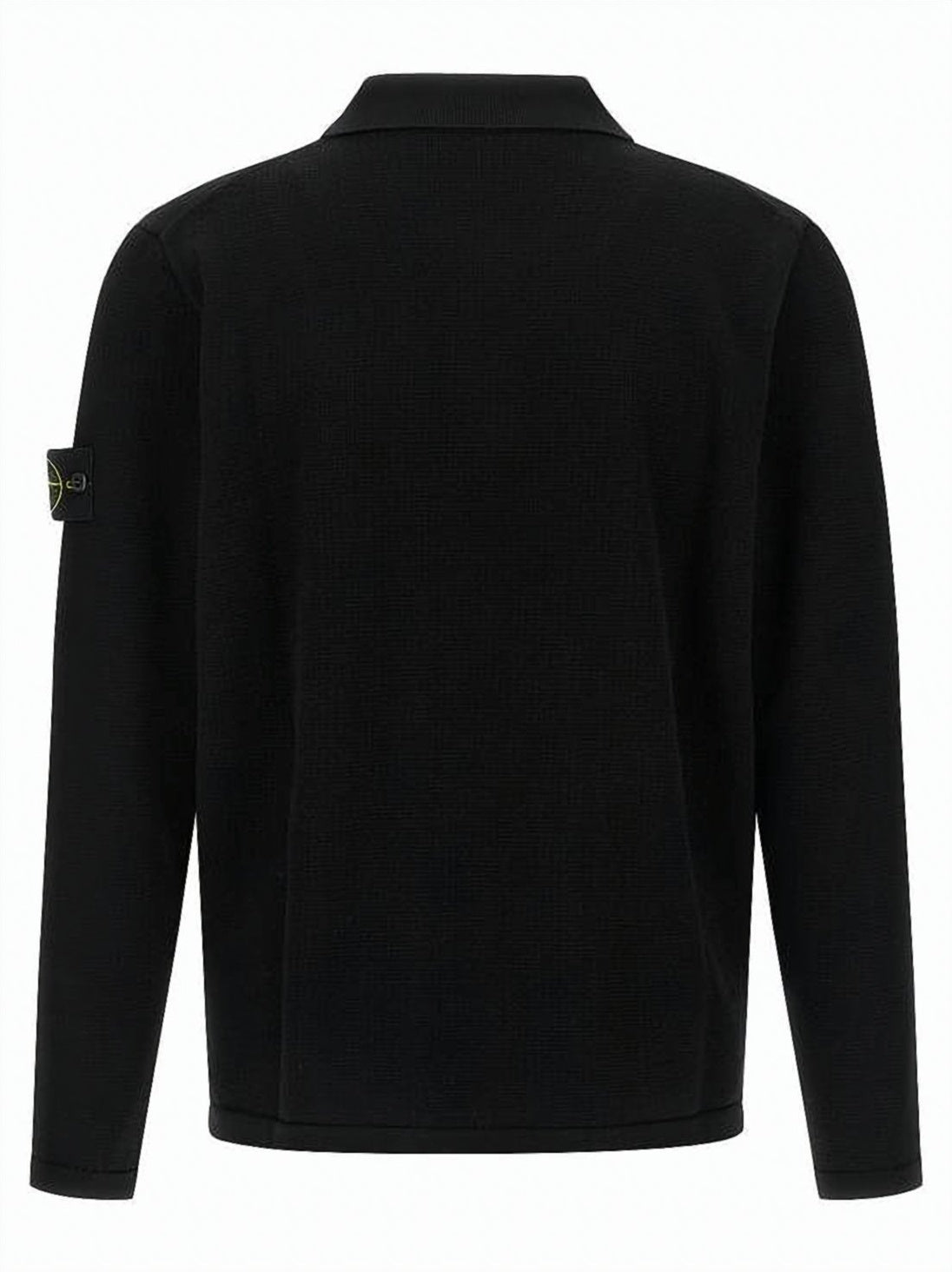 Textured Cotton Long-Sleeve Polo Shirt with Iconic Patch