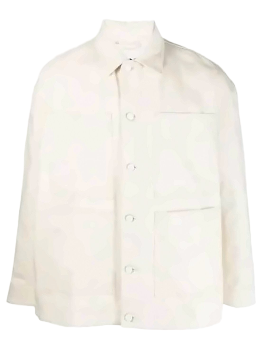 Boxy Off-White Denim Jacket with Classic Collar