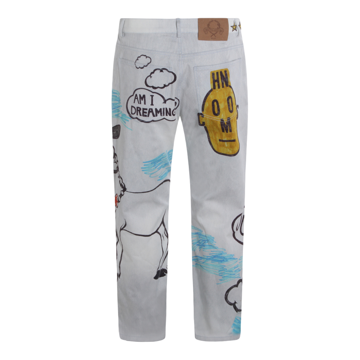 White Jeans with Graffiti-Inspired Artwork