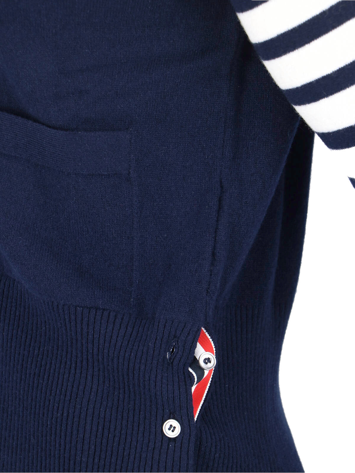 Navy Cashmere Cardigan With V-Neckline