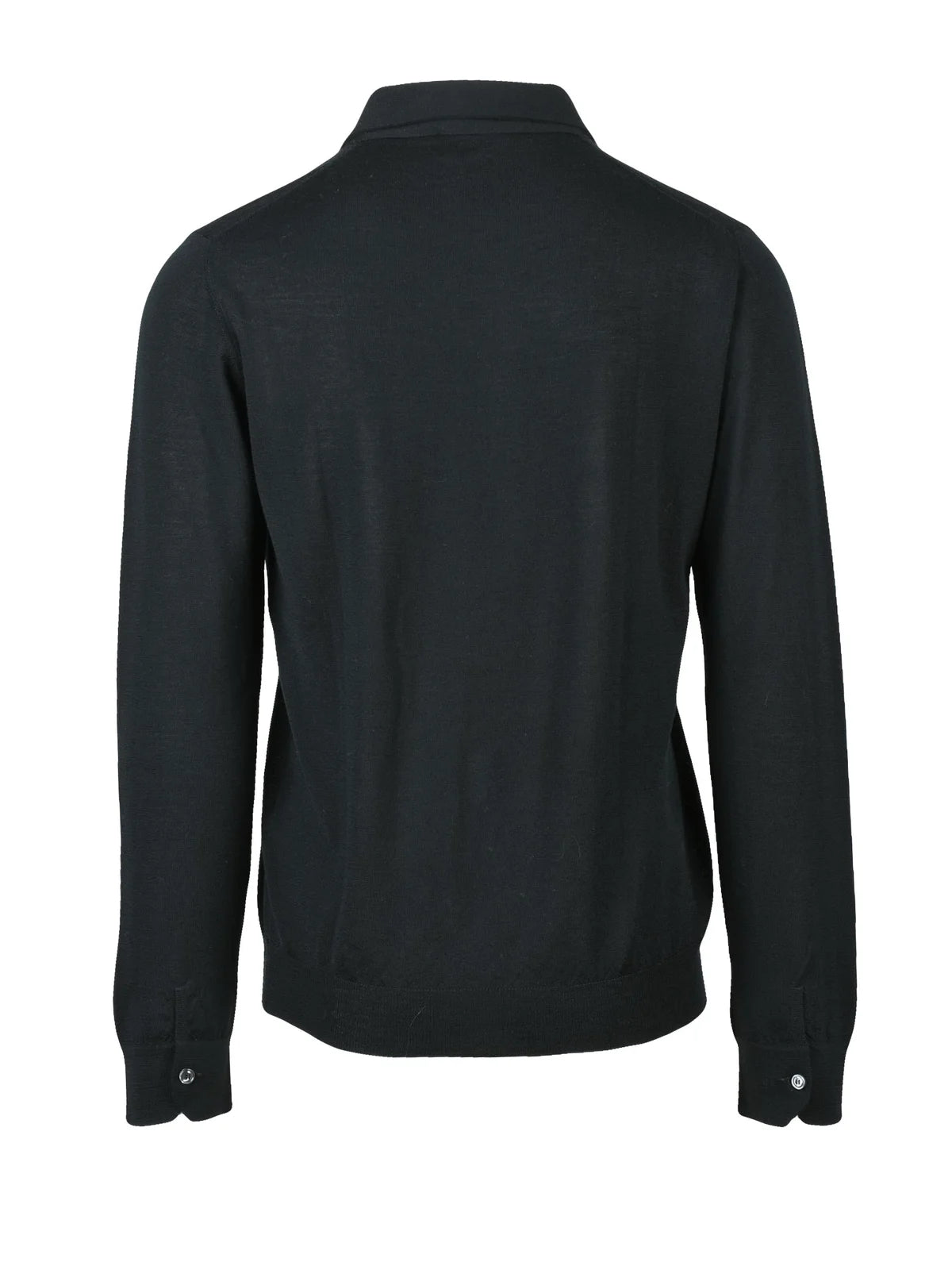 Black Merino Wool Knit Polo