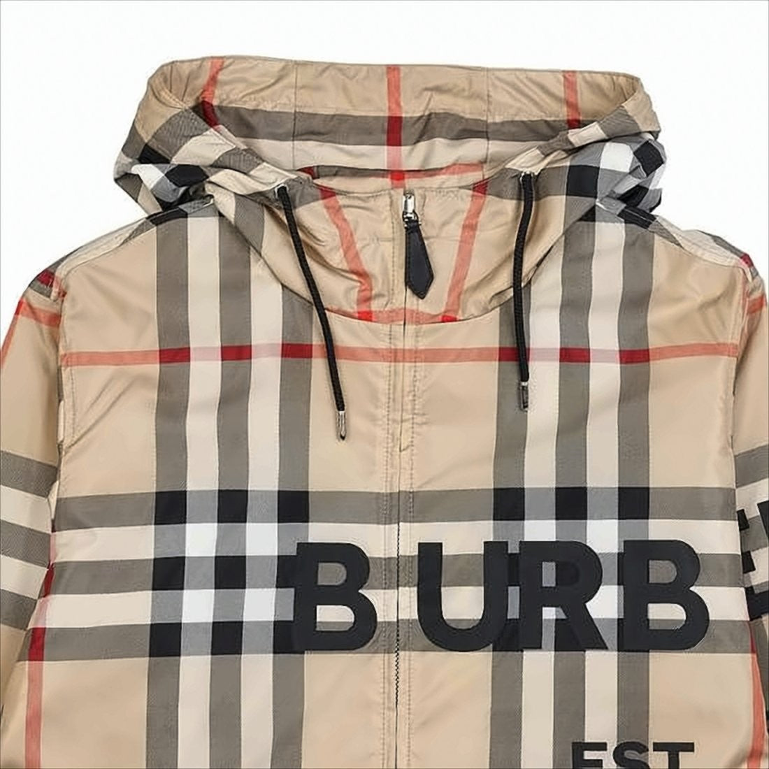 Checkered Hooded Jacket with Adjustable Drawstrings