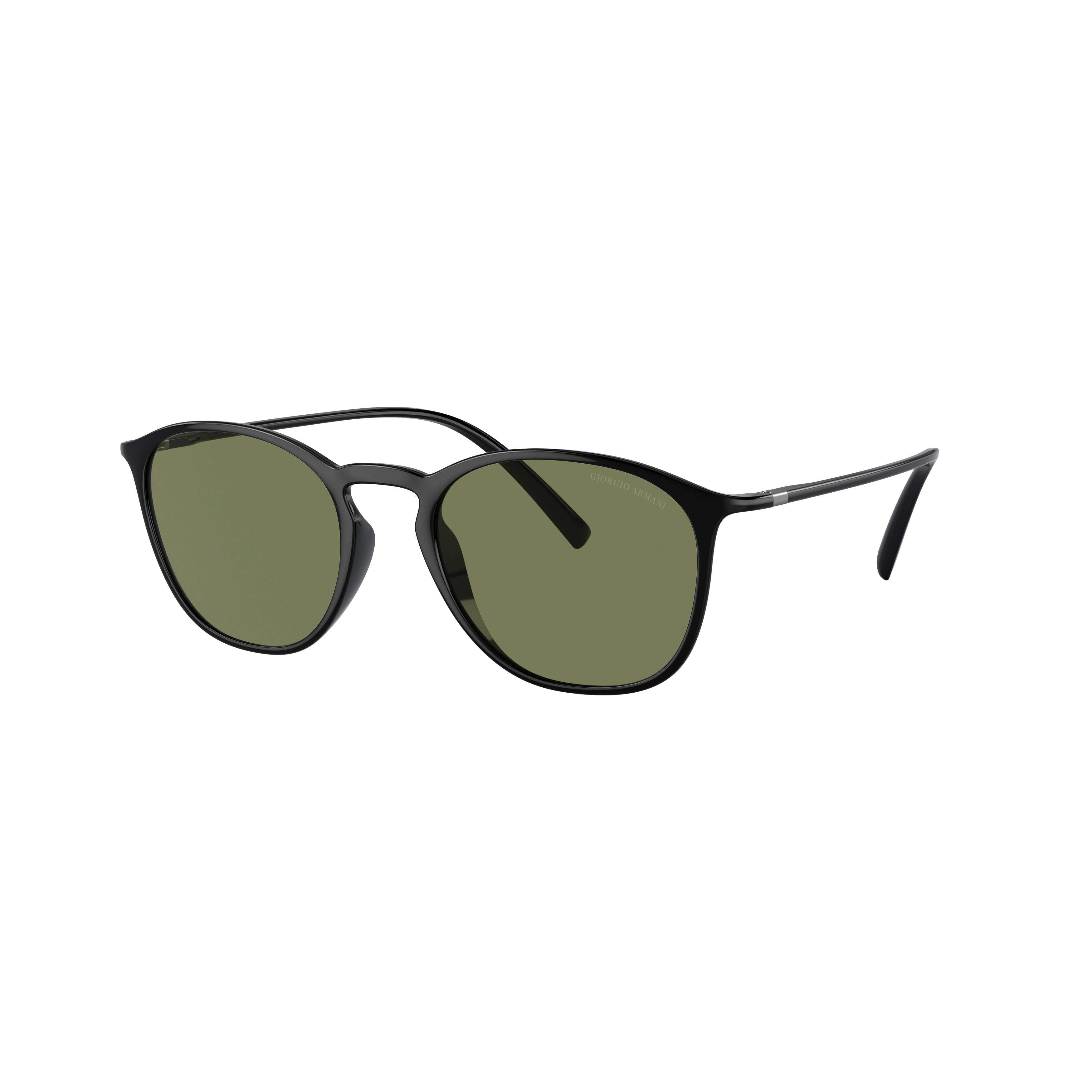 0ar8186u Rounded Square Black Nylon Sunglasses with Olive Green Lenses
