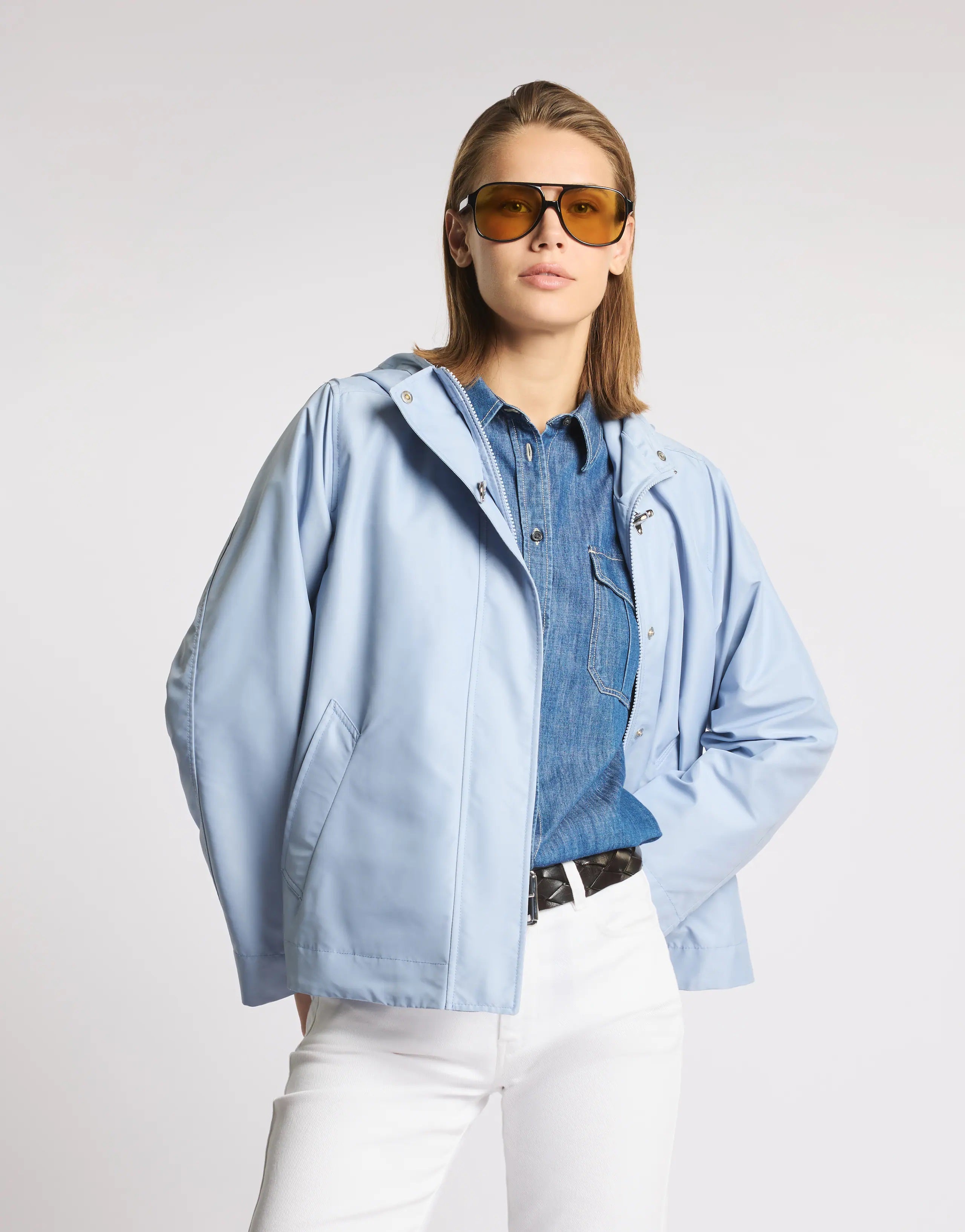 Hooded Short Parka with Concealed Closure