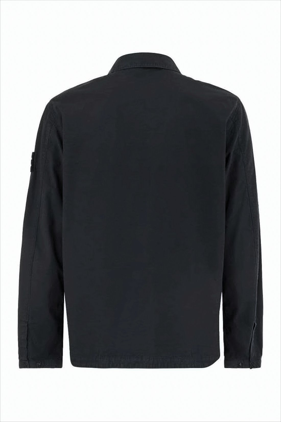 Minimalist Black Cotton Stone Island Jacket
