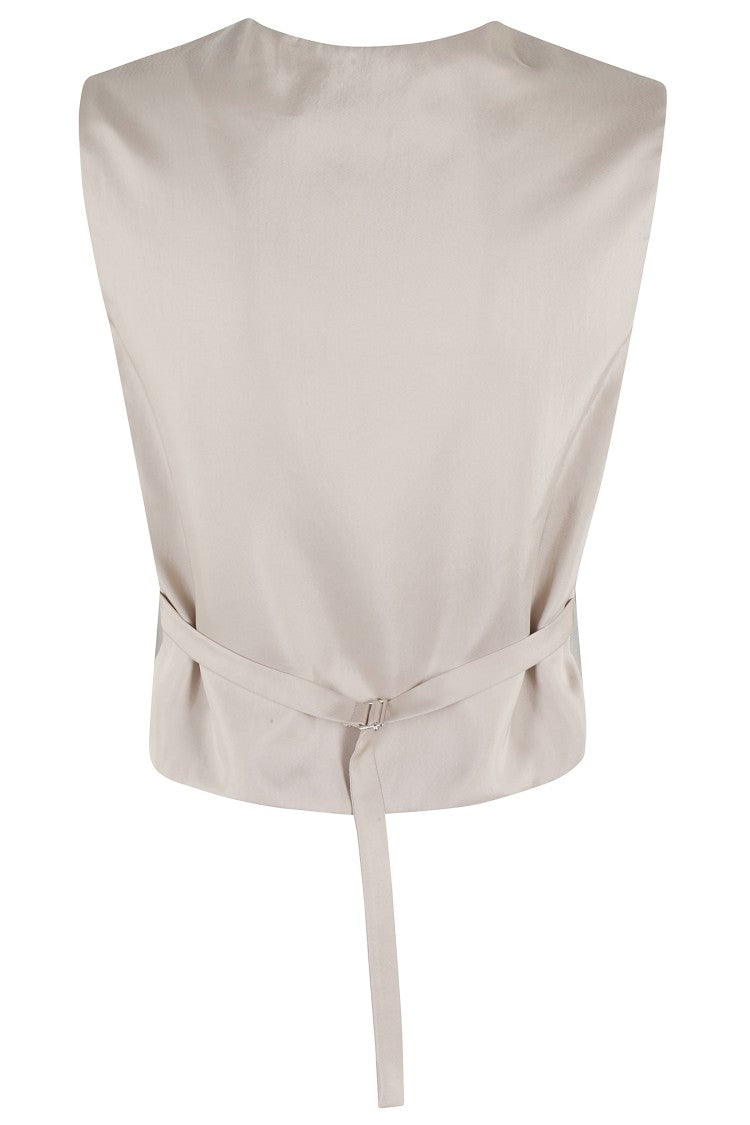 Cement-Textured Sleeveless Gilet With Adjustable Back Closure