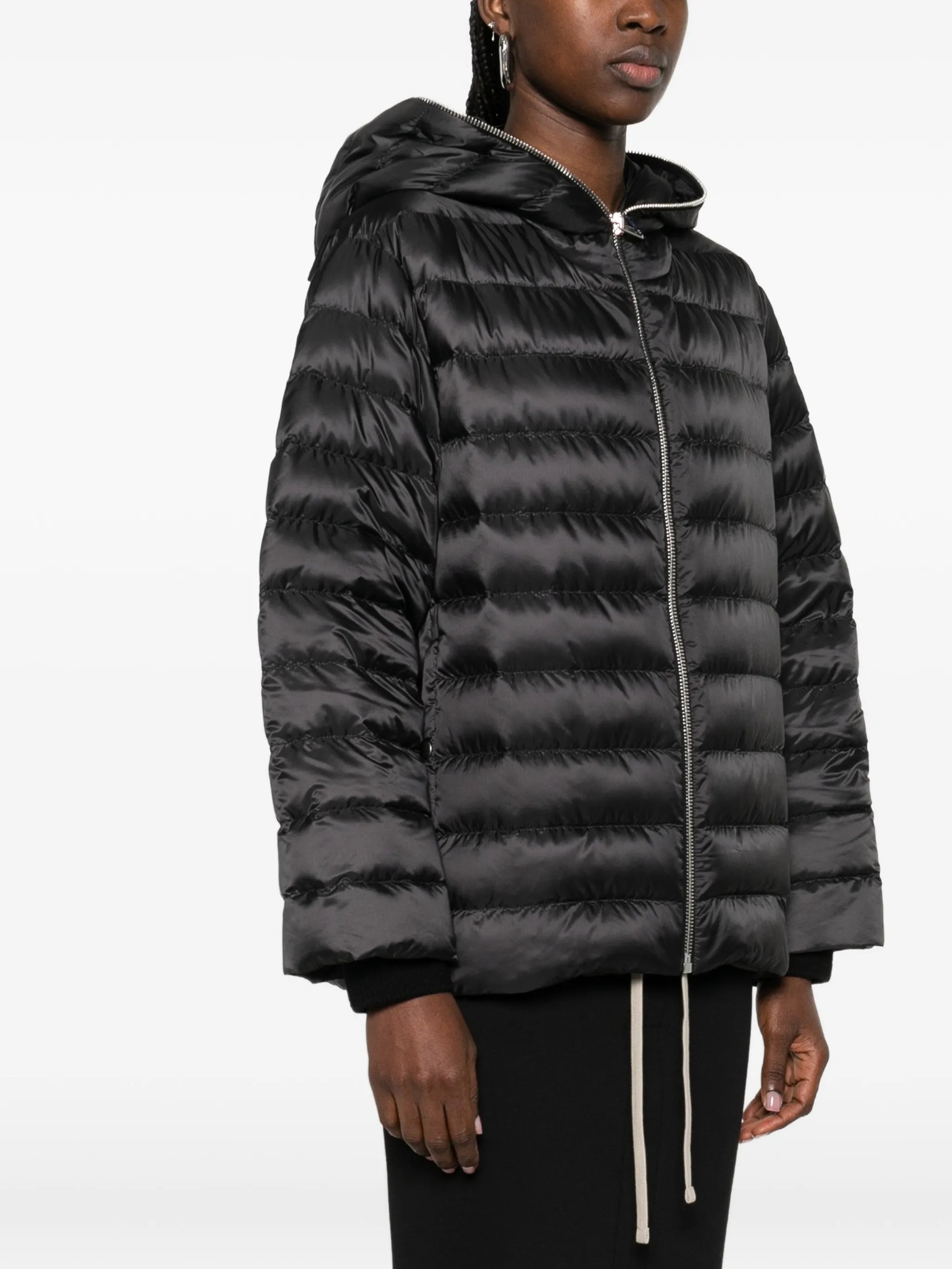 Black Woven Quilted Cropped Jacket