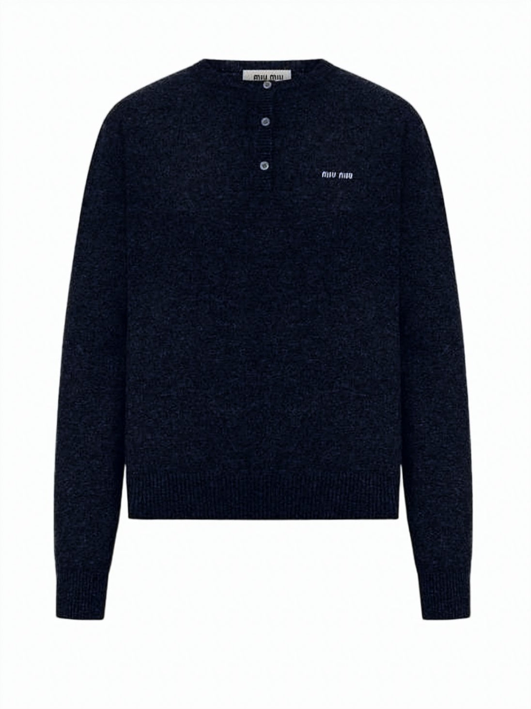 Textured Knit Cashmere Sweater With Button Placket