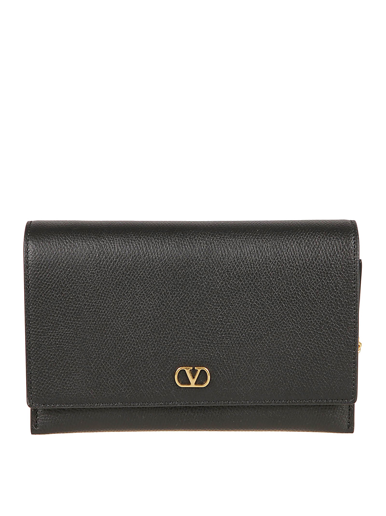 Grained Leather Signature V-Logo Card Case