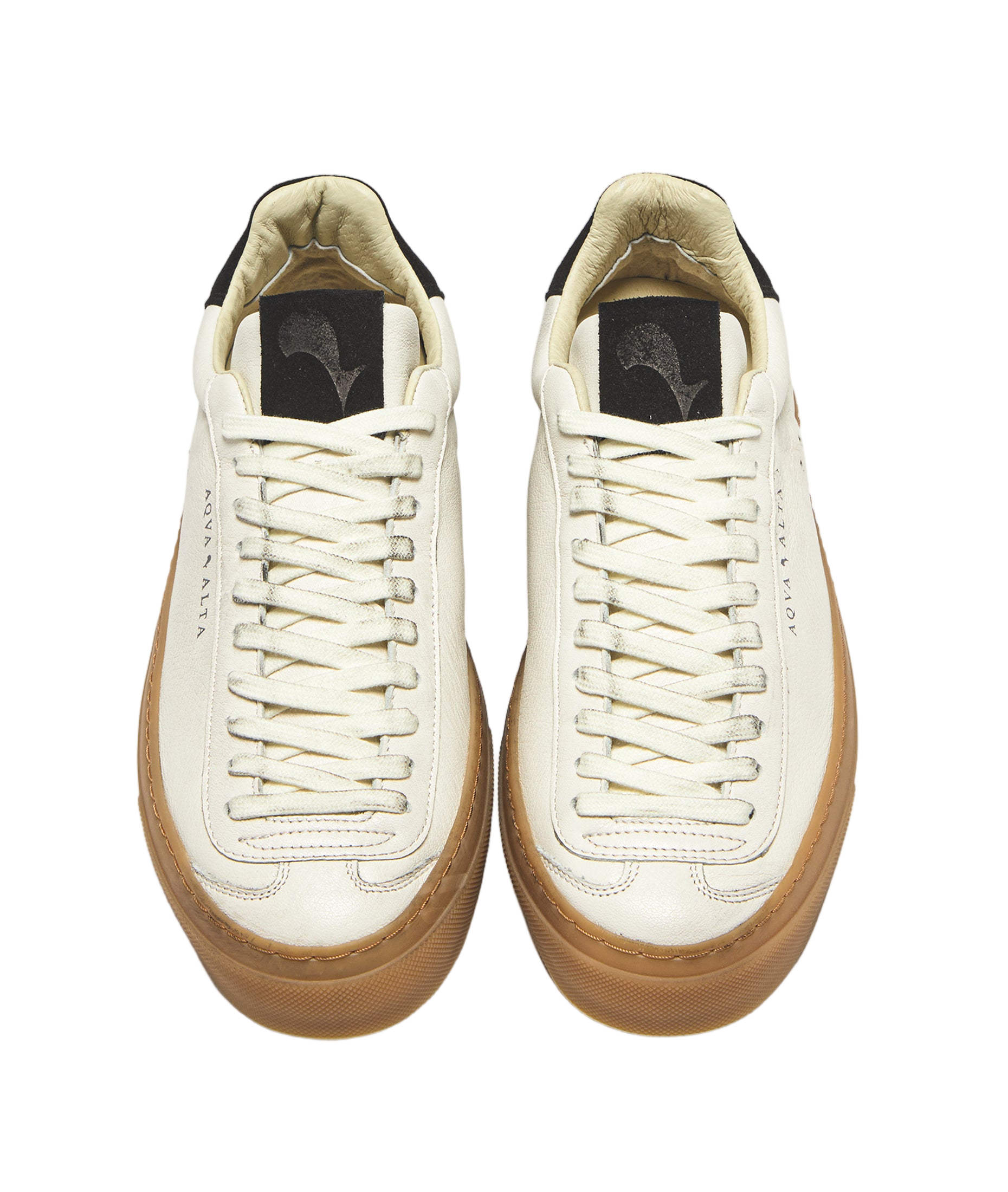White Leather Sneakers with Black Suede Accents