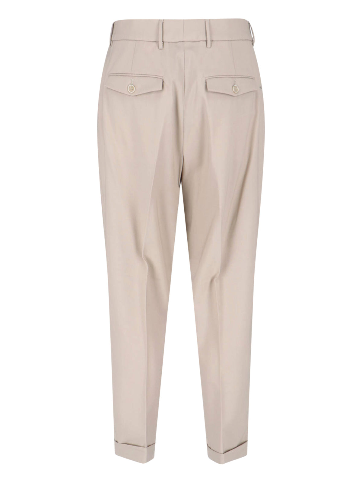 Beige Tailored Straight-Leg Virgin Wool Trousers