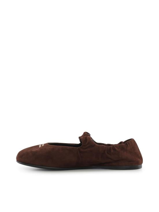 Lambskin Flats with Elasticized Back and Suede Texture
