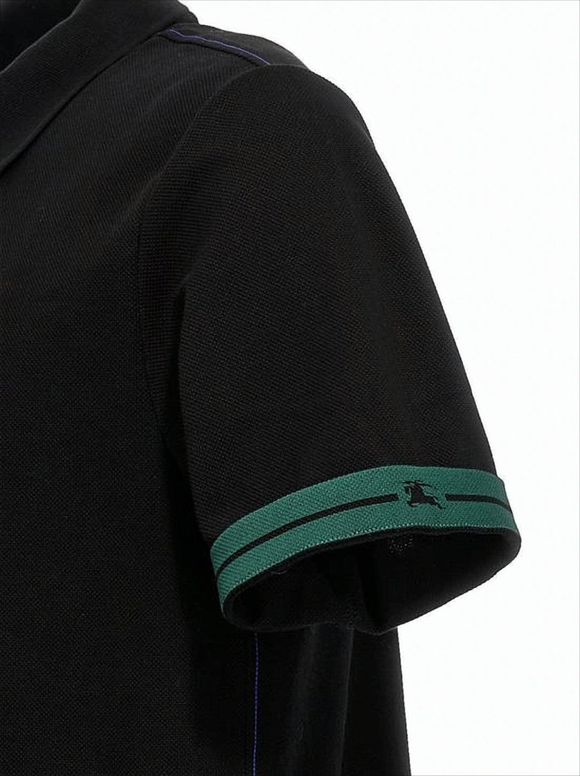 Classic Black Polo Shirt With Contrasting Stripe Details
