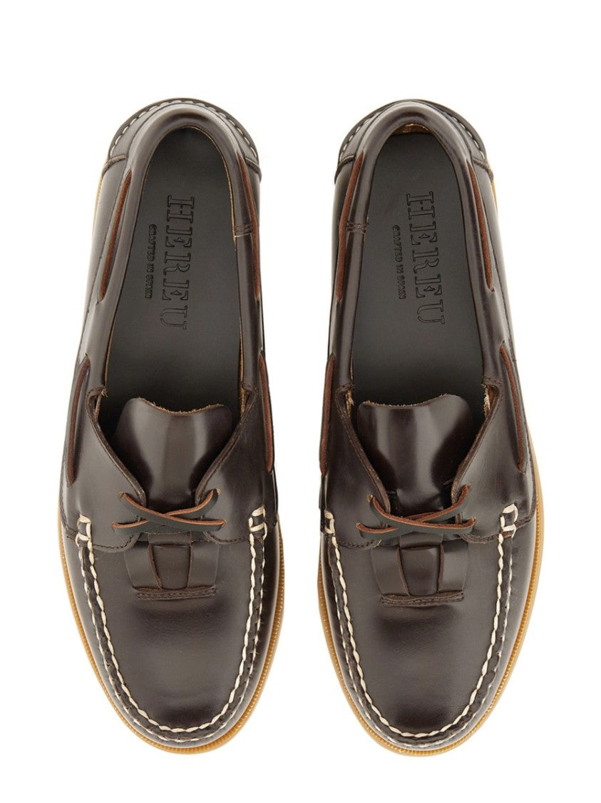 Brown Calf Leather Boat Moccasins