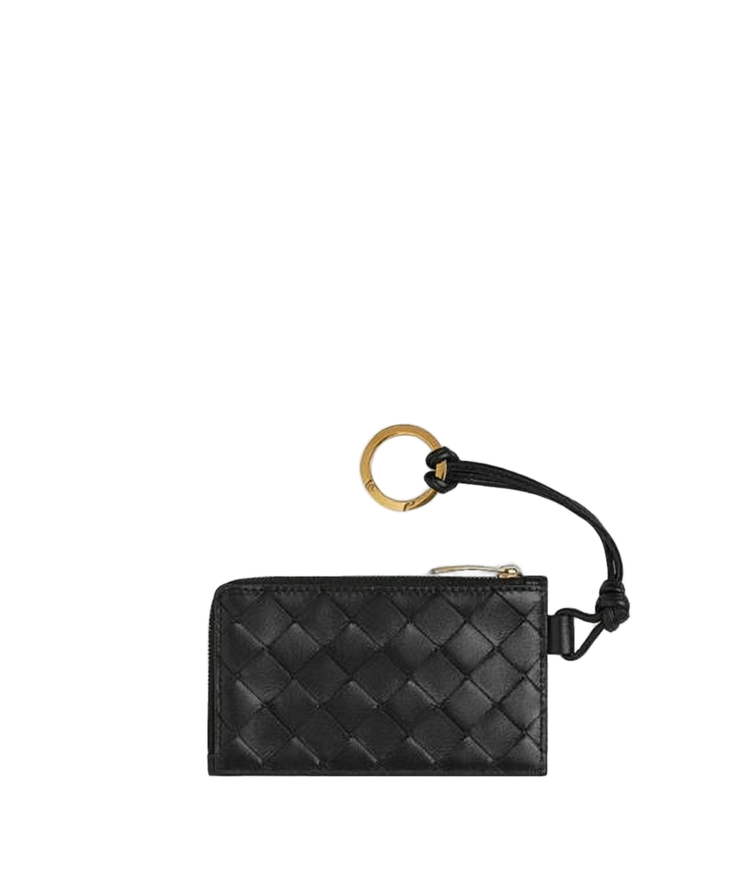 Woven Leather Card Wallet with Zip Closure