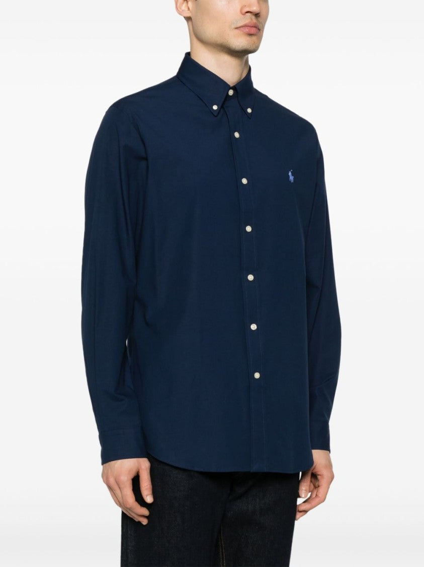 Tailored Blue Shirt With Classic Button-Down Collar